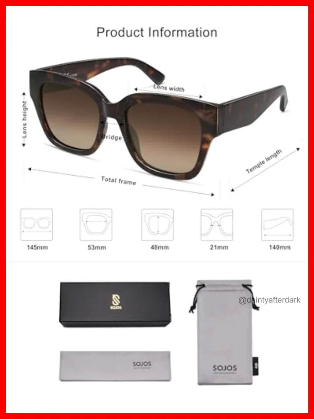Trendy Polarized Square Sunglasses Women Retro Oversized Thick Frame